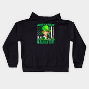 Merry 4th Of St Patrick's Day Leprechaun Hat Funny Joe Biden Kids Hoodie